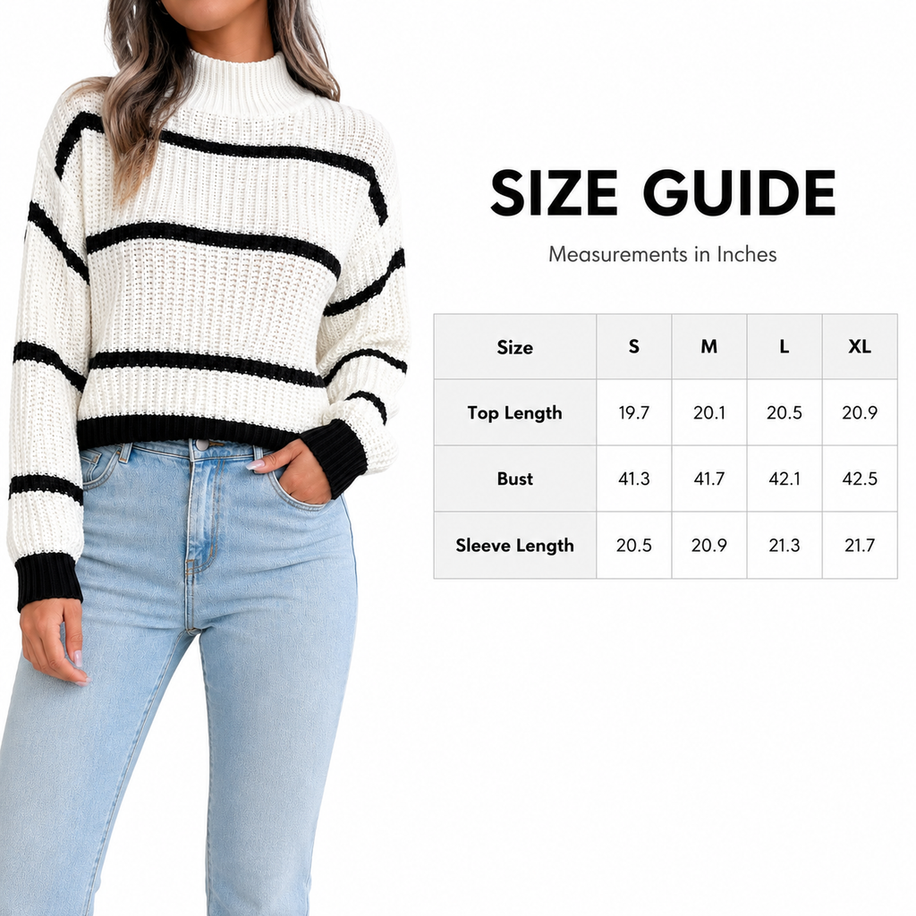 Women's Striped Mock Neck Sweater