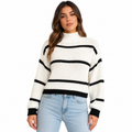 Women's Striped Mock Neck Sweater