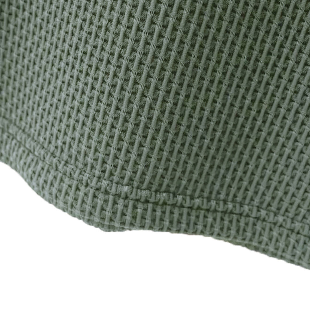Men's Waffle Knit Long-Sleeve Polo Shirt