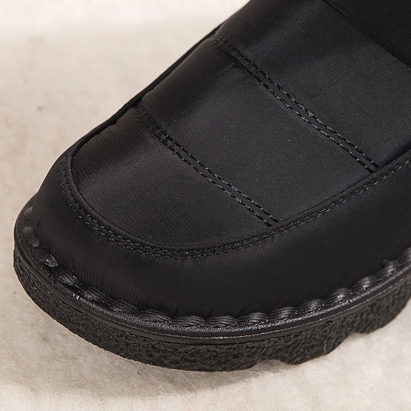 Women's Quilted Warm Winter Snow Boots with Hook-and-Loop Strap
