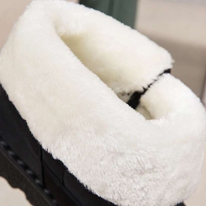 Women's Quilted Warm Winter Snow Boots with Hook-and-Loop Strap