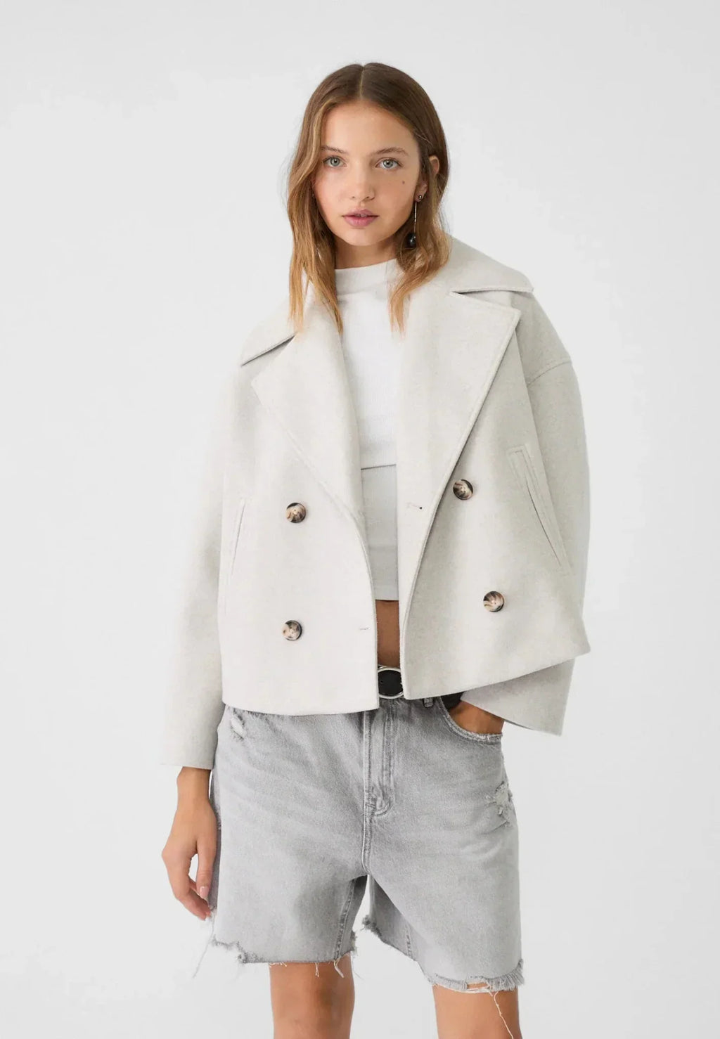 Women's Double-Breasted Short Pea Coat