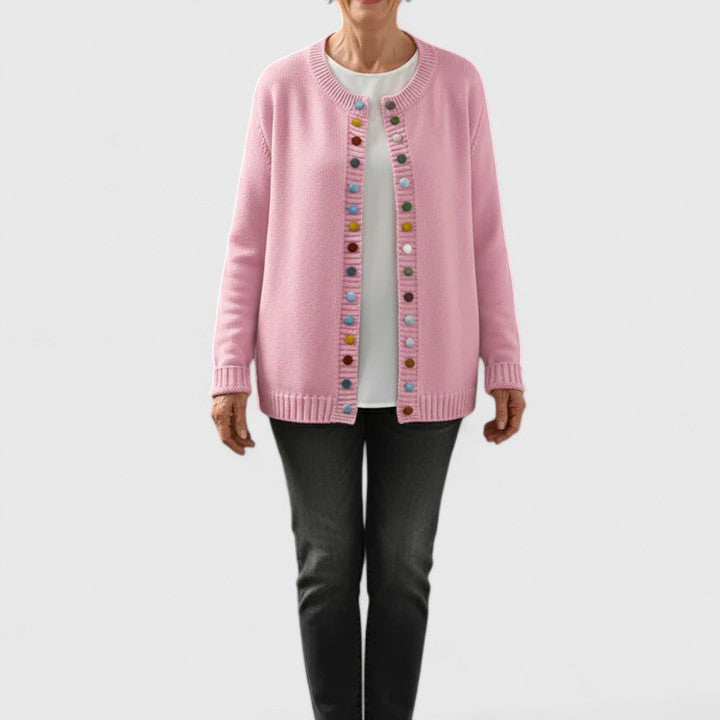 Women's Colorful Button Knit Cardigan