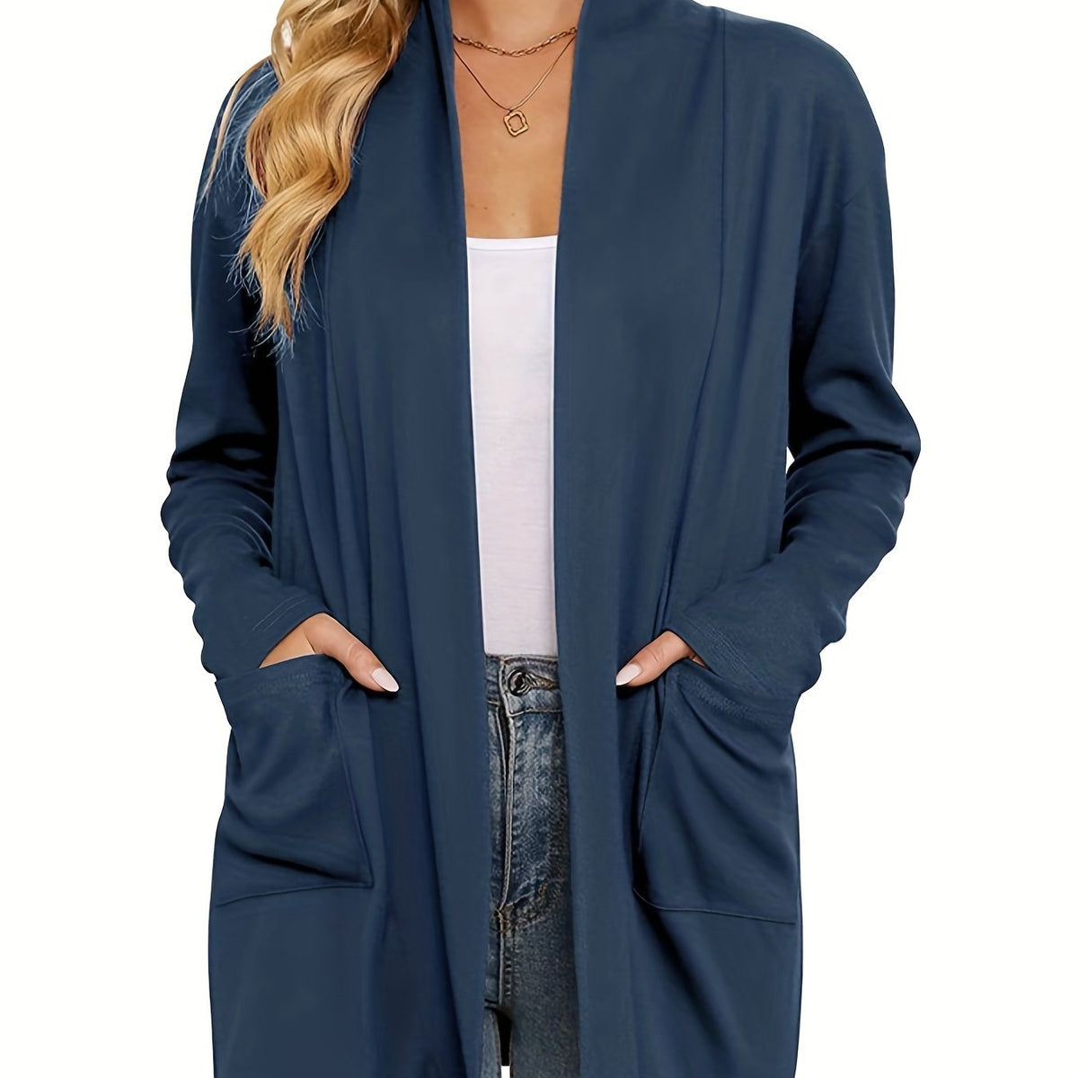 Women's Long Open Front Knit Cardigan