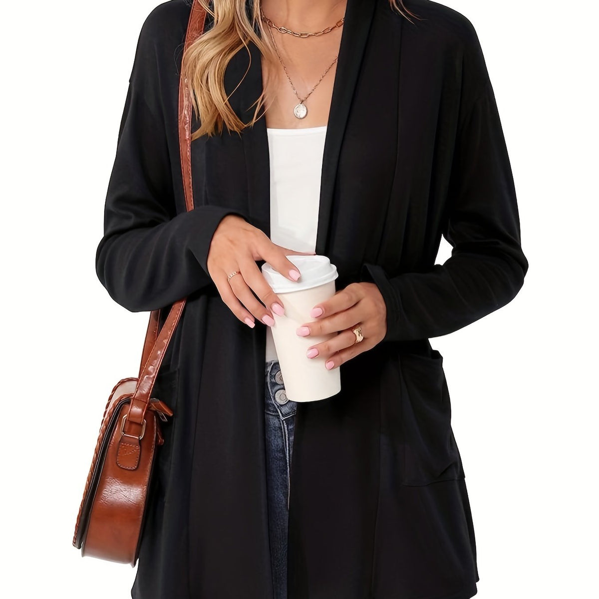 Women's Long Open Front Knit Cardigan