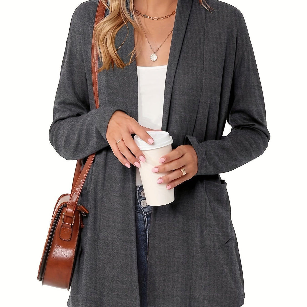 Women's Long Open Front Knit Cardigan