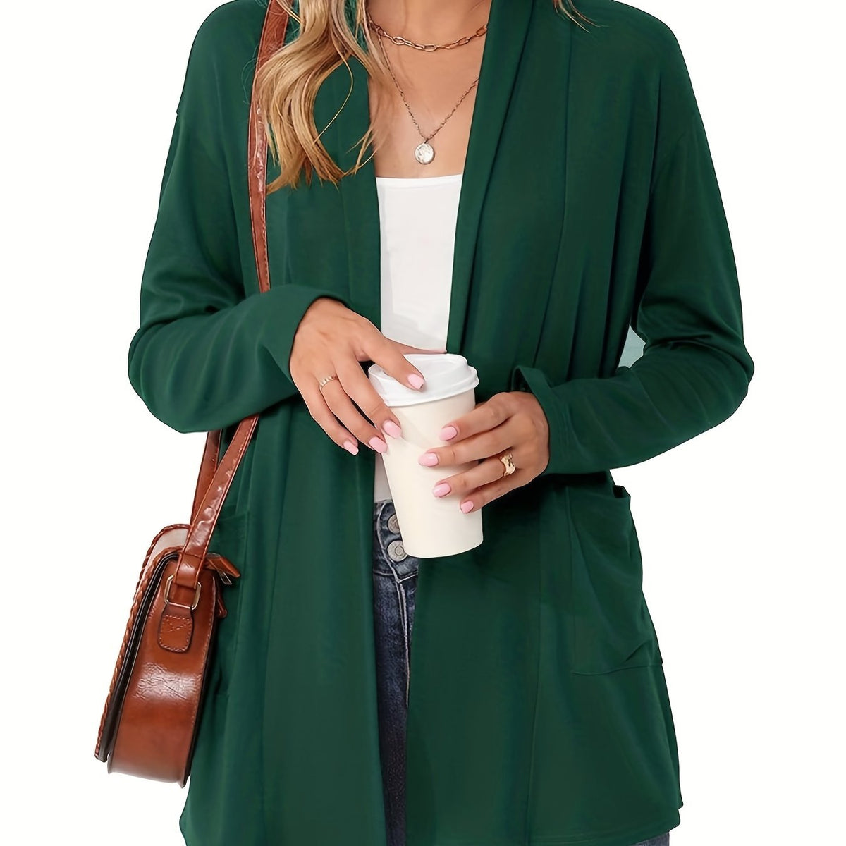 Women's Long Open Front Knit Cardigan