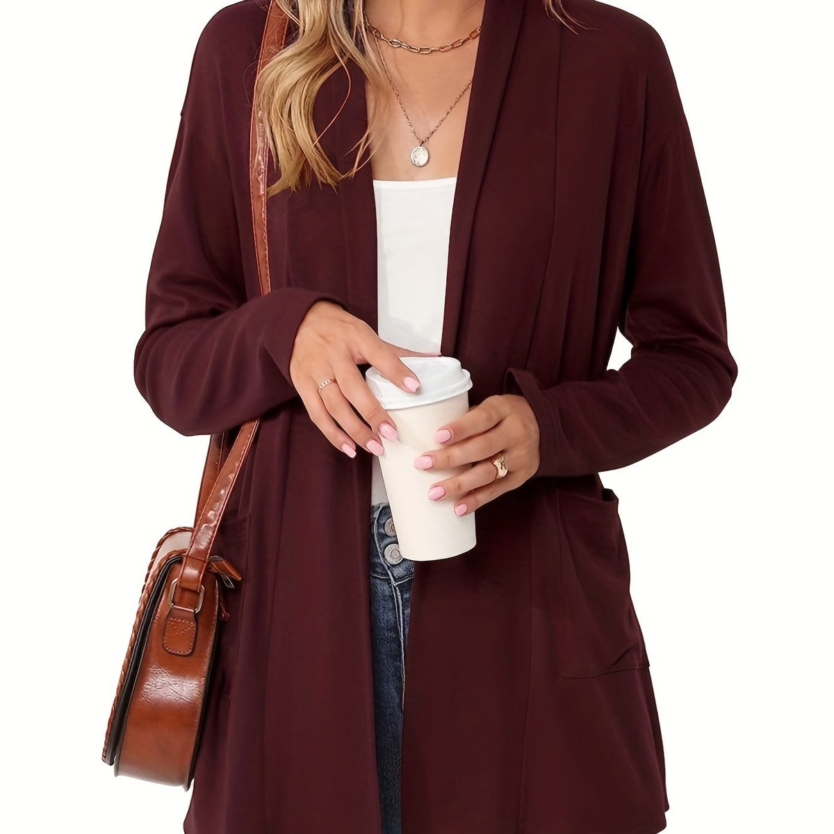 Women's Long Open Front Knit Cardigan
