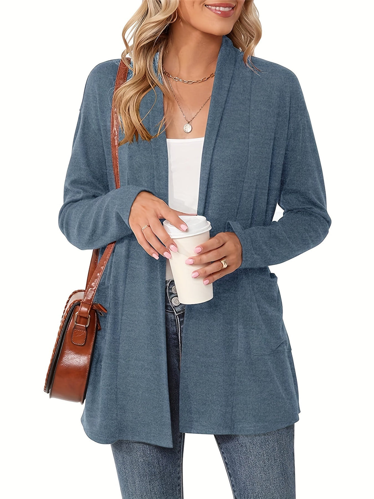 Women's Long Open Front Knit Cardigan
