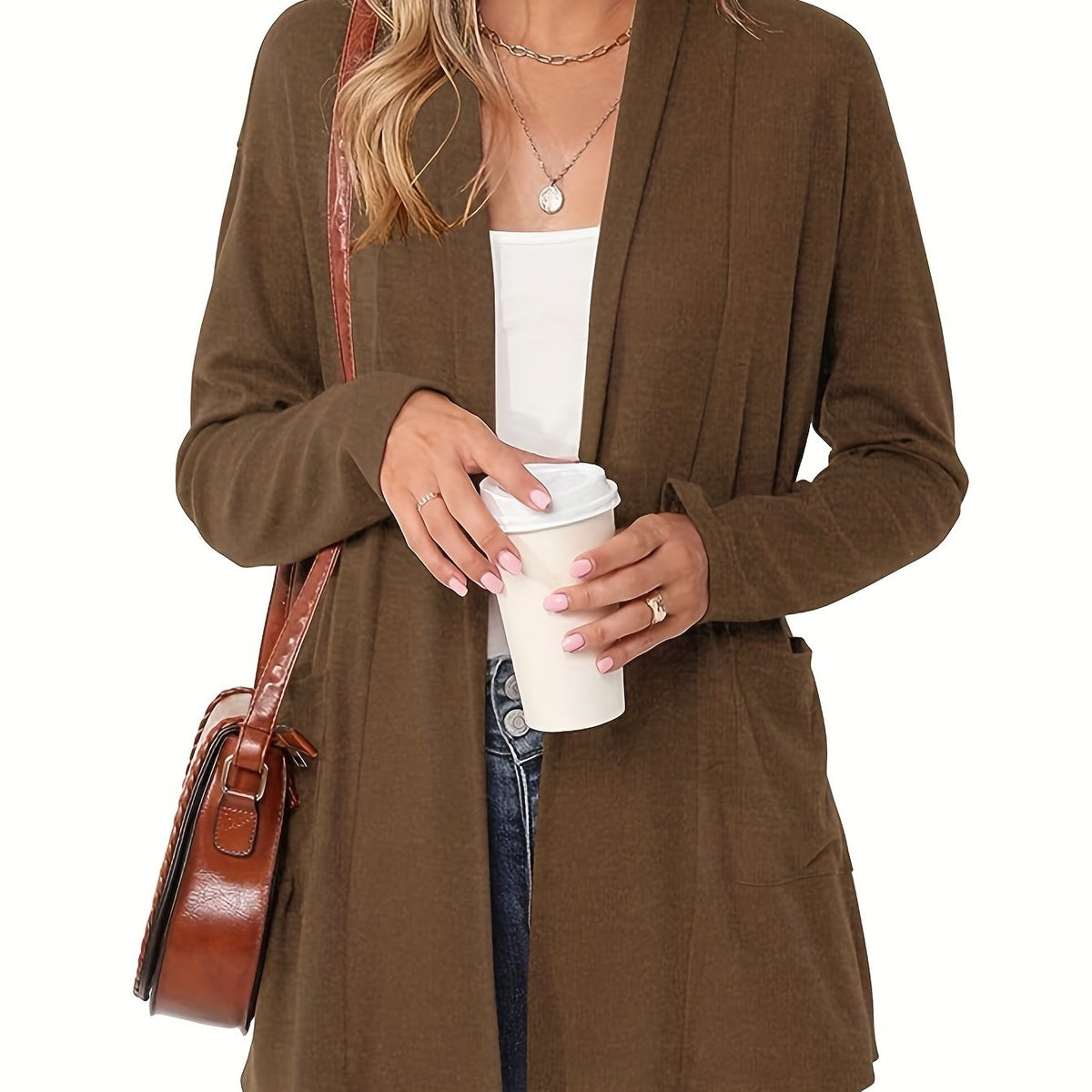 Women's Long Open Front Knit Cardigan