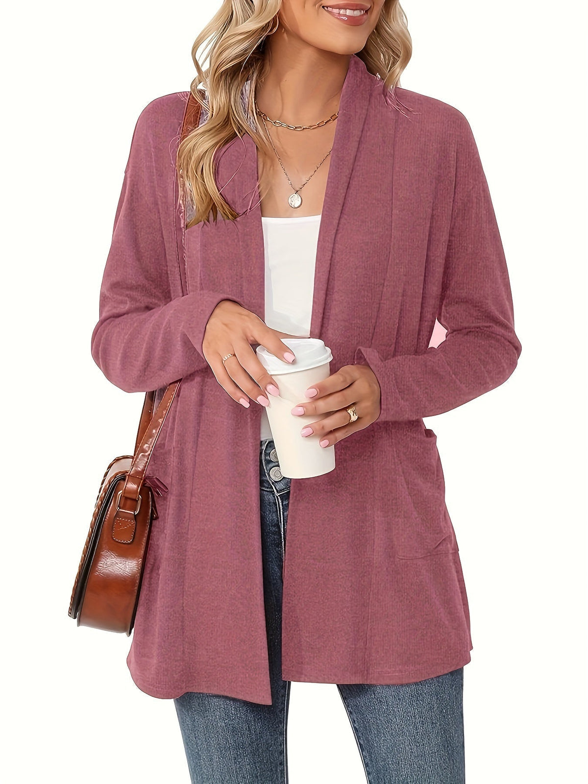 Women's Long Open Front Knit Cardigan