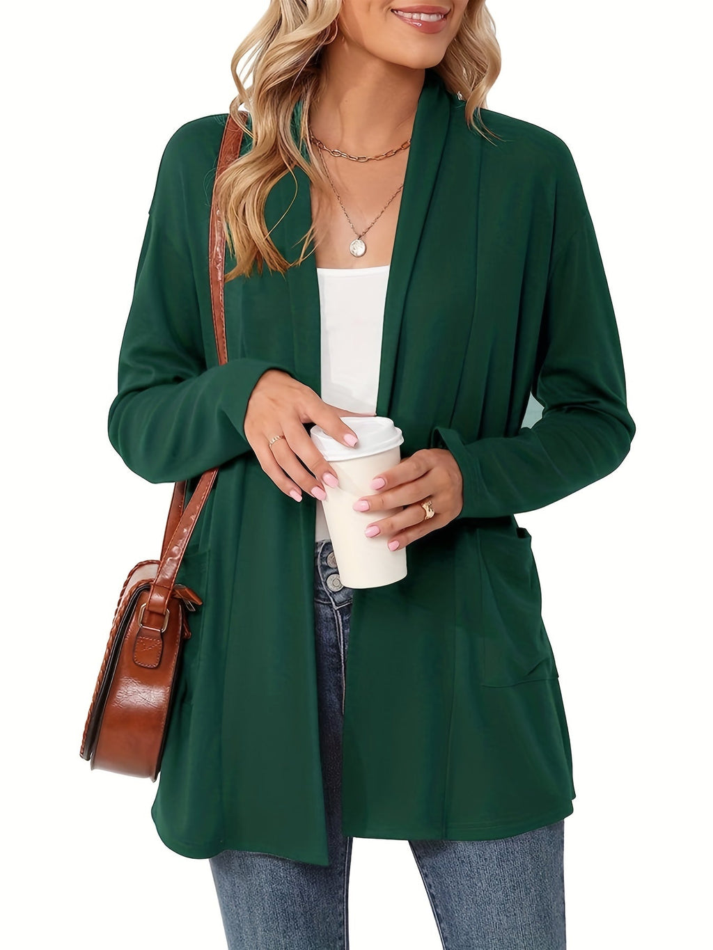 Women's Long Open Front Knit Cardigan
