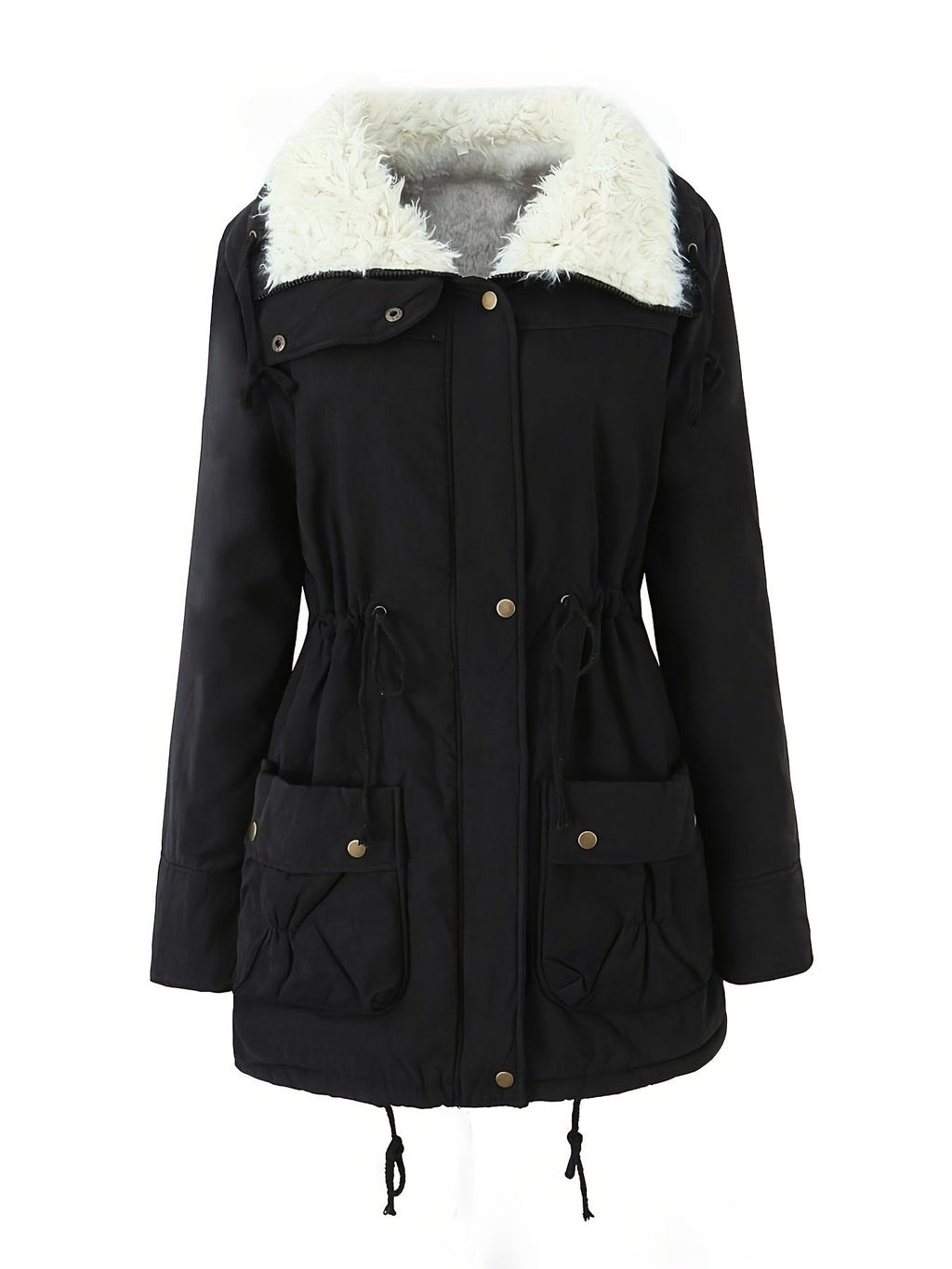 Women's Faux Fur Lined Parka with Drawstring Waist