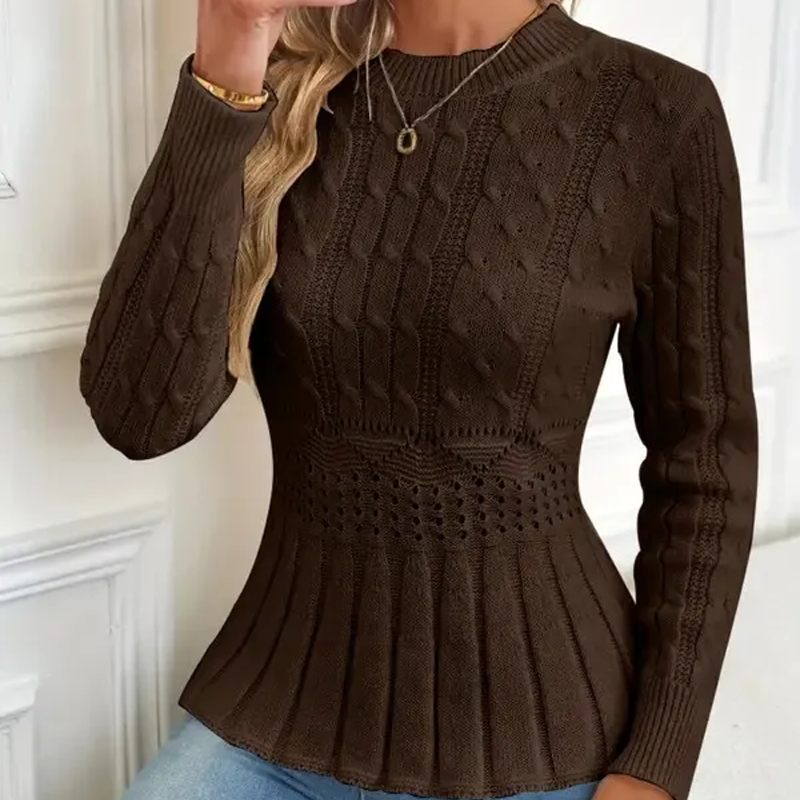 Women's Cable Knit Peplum Sweater