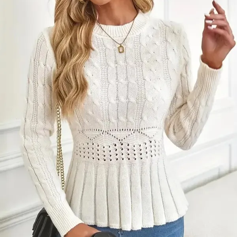 Women's Cable Knit Peplum Sweater