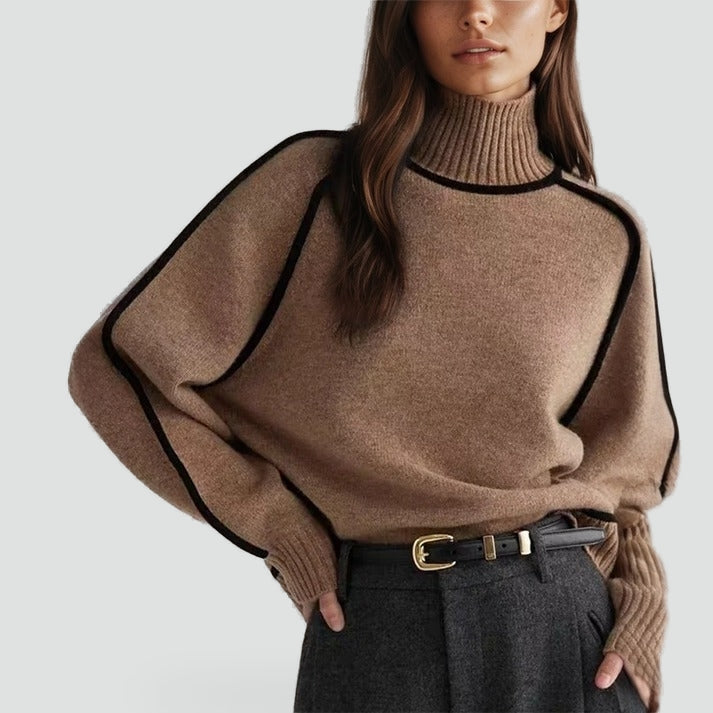 Women's Turtleneck Sweater with Contrast Trim