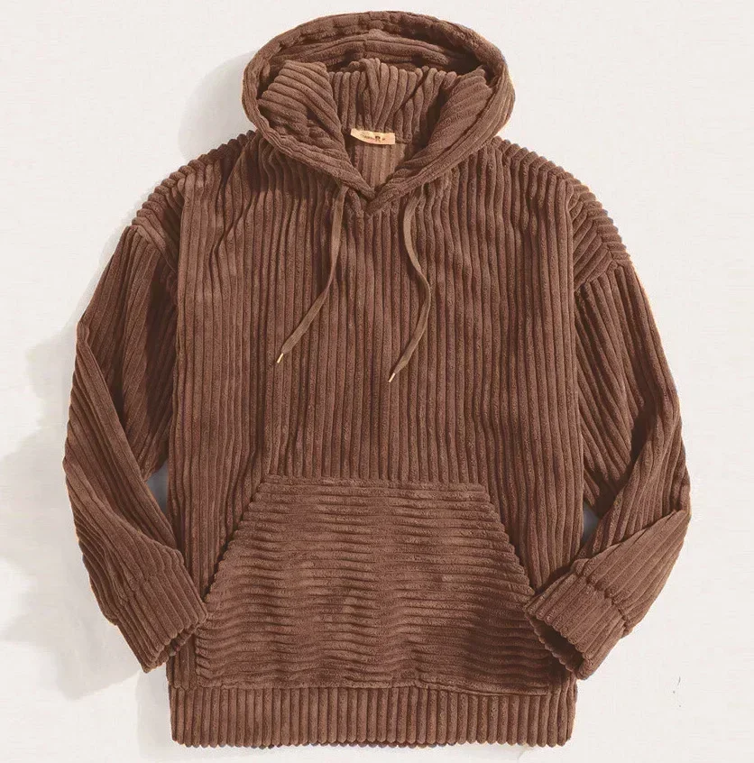 Men's Textured Corduroy Fleece Hoodie