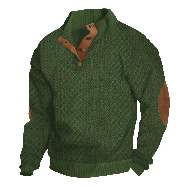 Men's Snap-Button Mock Neck Knit Sweater