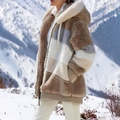 Women's Colorblock Fluffy Fleece Hooded Coat