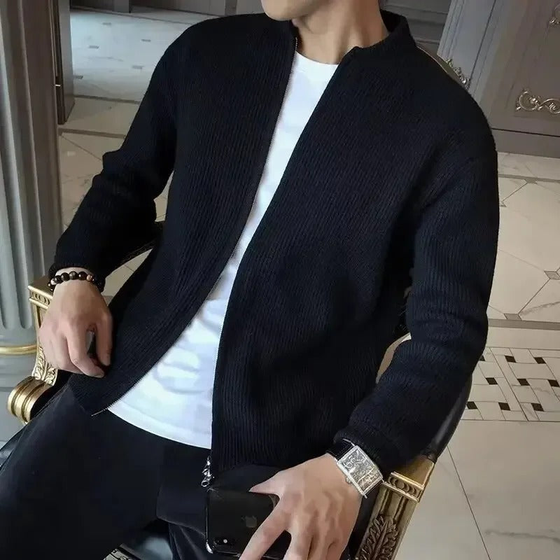 Men's Ribbed Zip-Up Cardigan