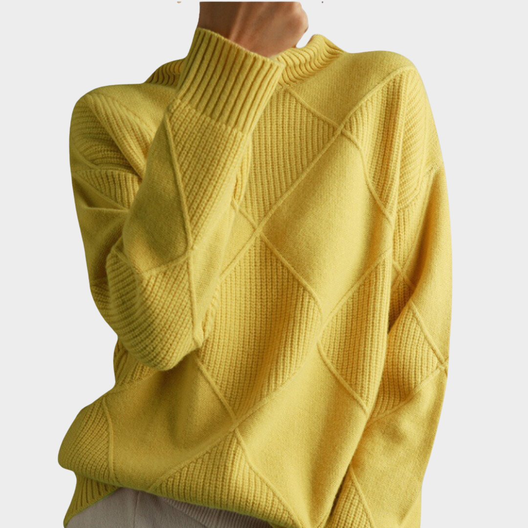 Women's Warm Diamond-Knit Turtleneck Sweater