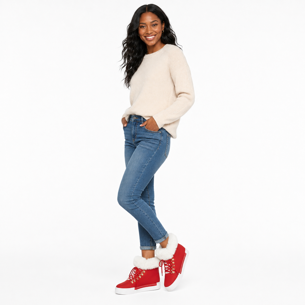 Women's Faux-Fur Lace-Up Ankle Boots