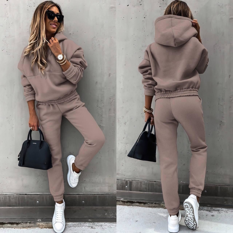 Women's Elegant Hoodie & High-Waist Tracksuit Set