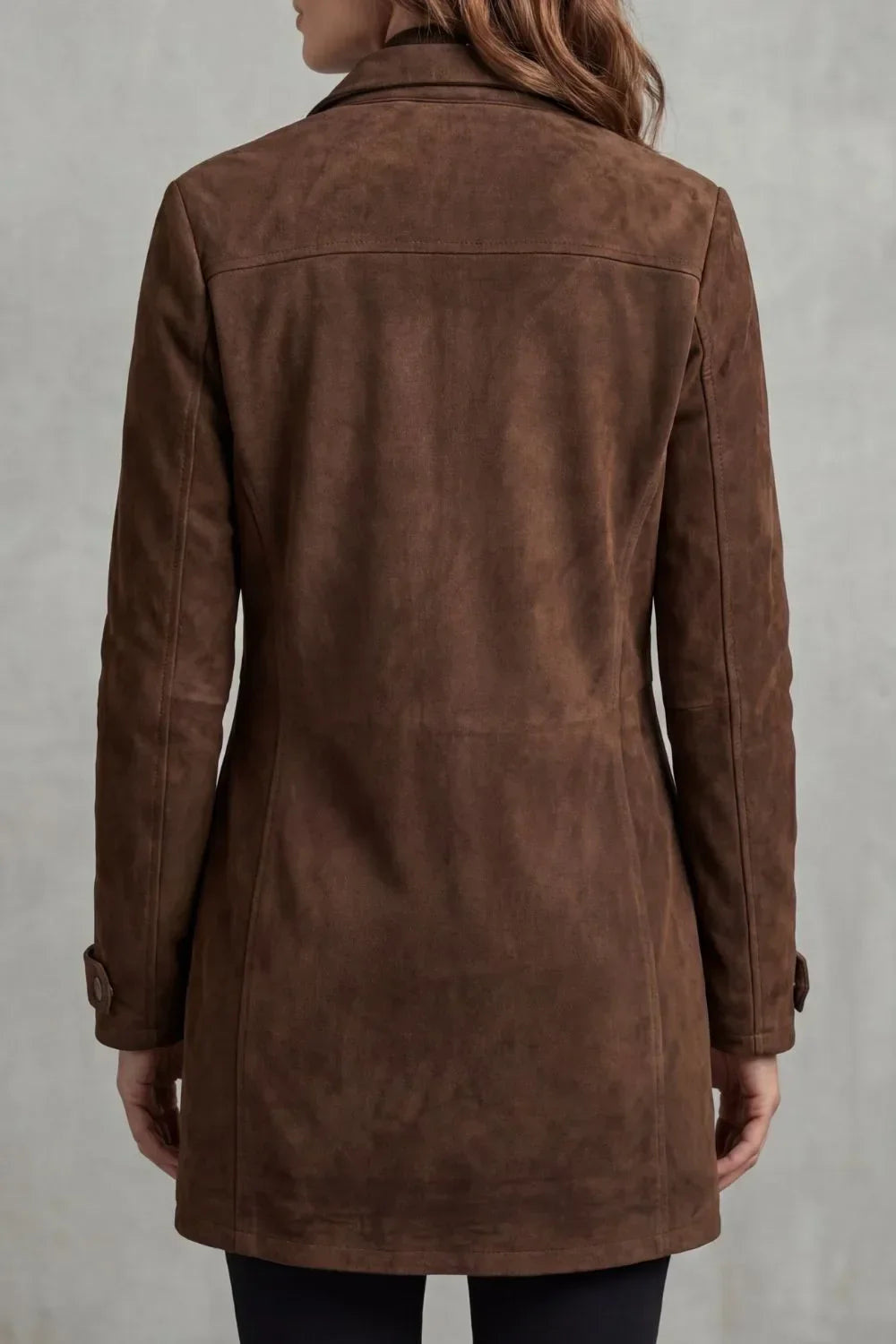 Women's Long Faux Suede Button-Front Coat