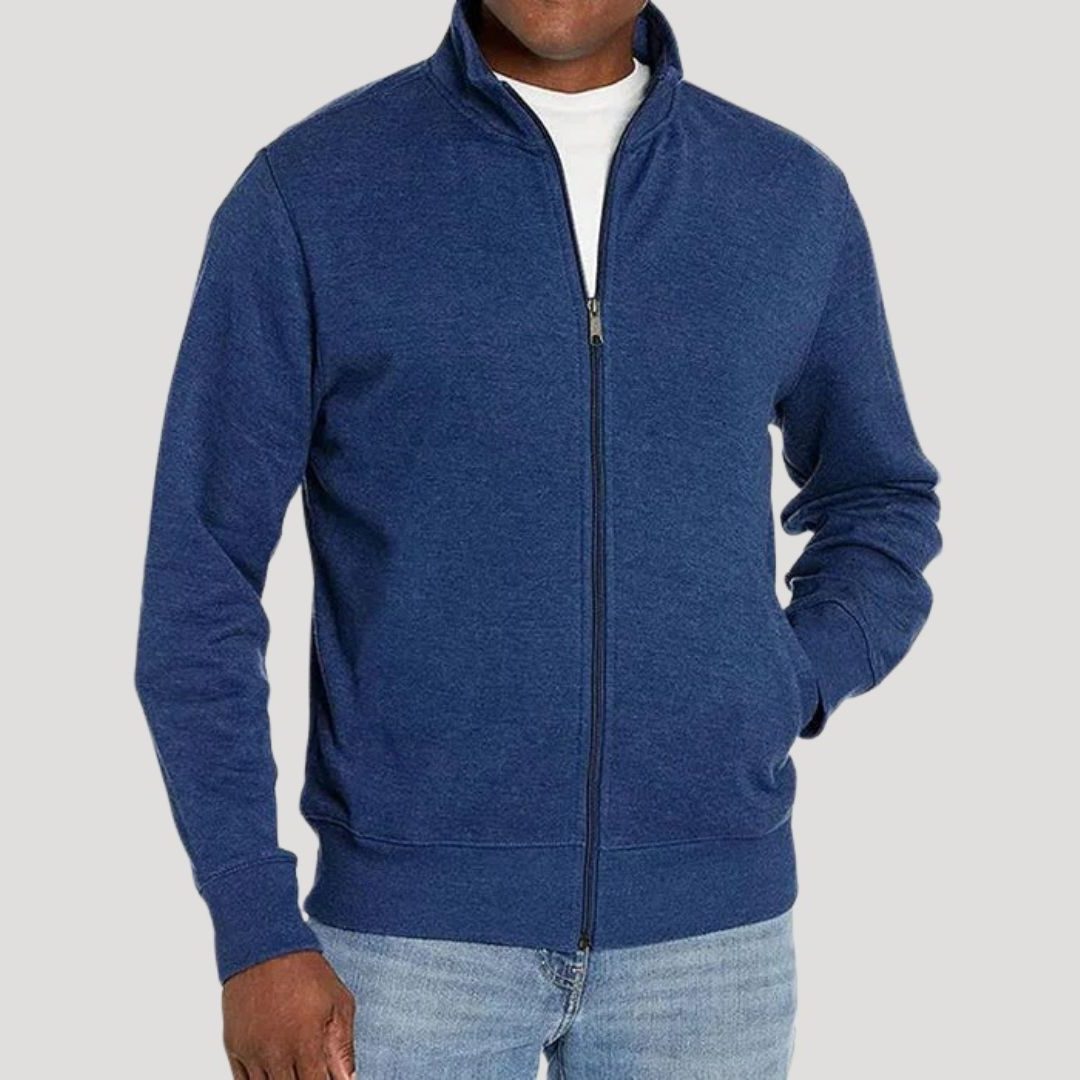 Men's Full-Zip Stand-Collar Knit Cardigan