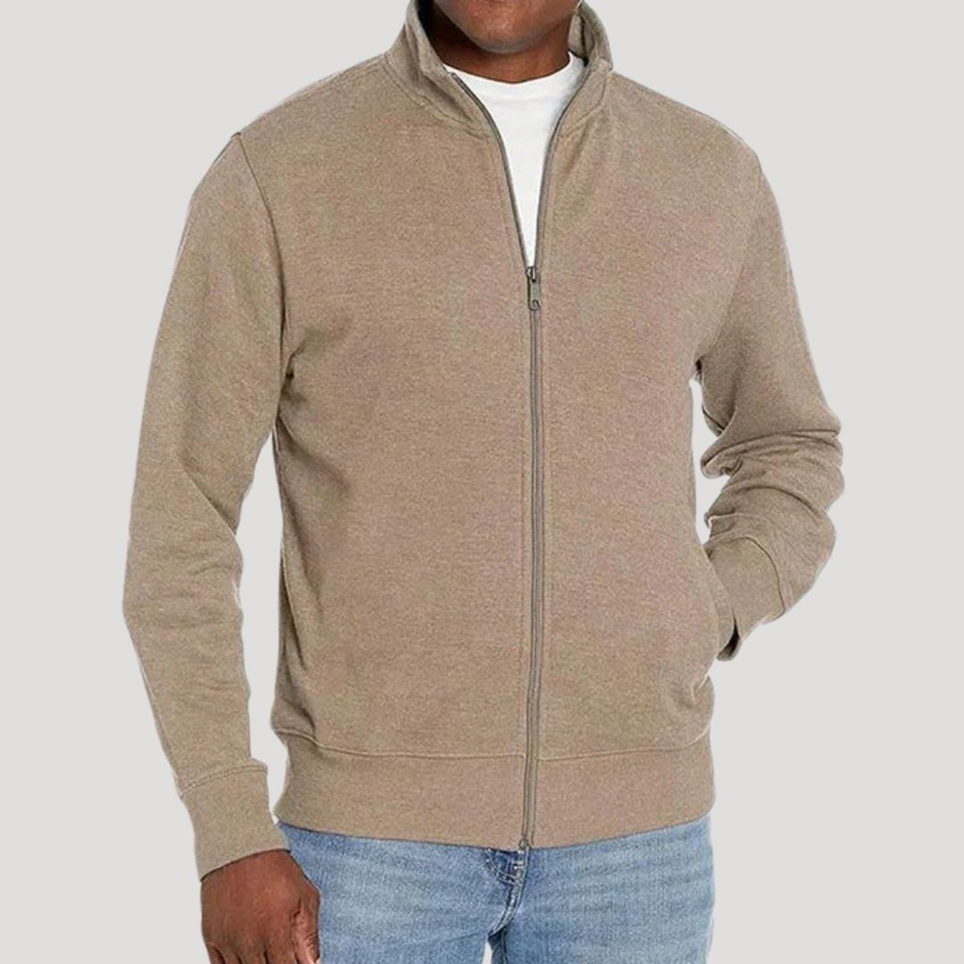 Men's Full-Zip Stand-Collar Knit Cardigan