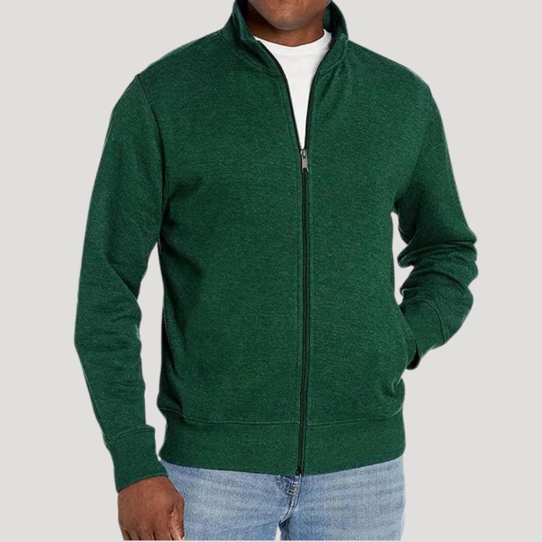 Men's Full-Zip Stand-Collar Knit Cardigan