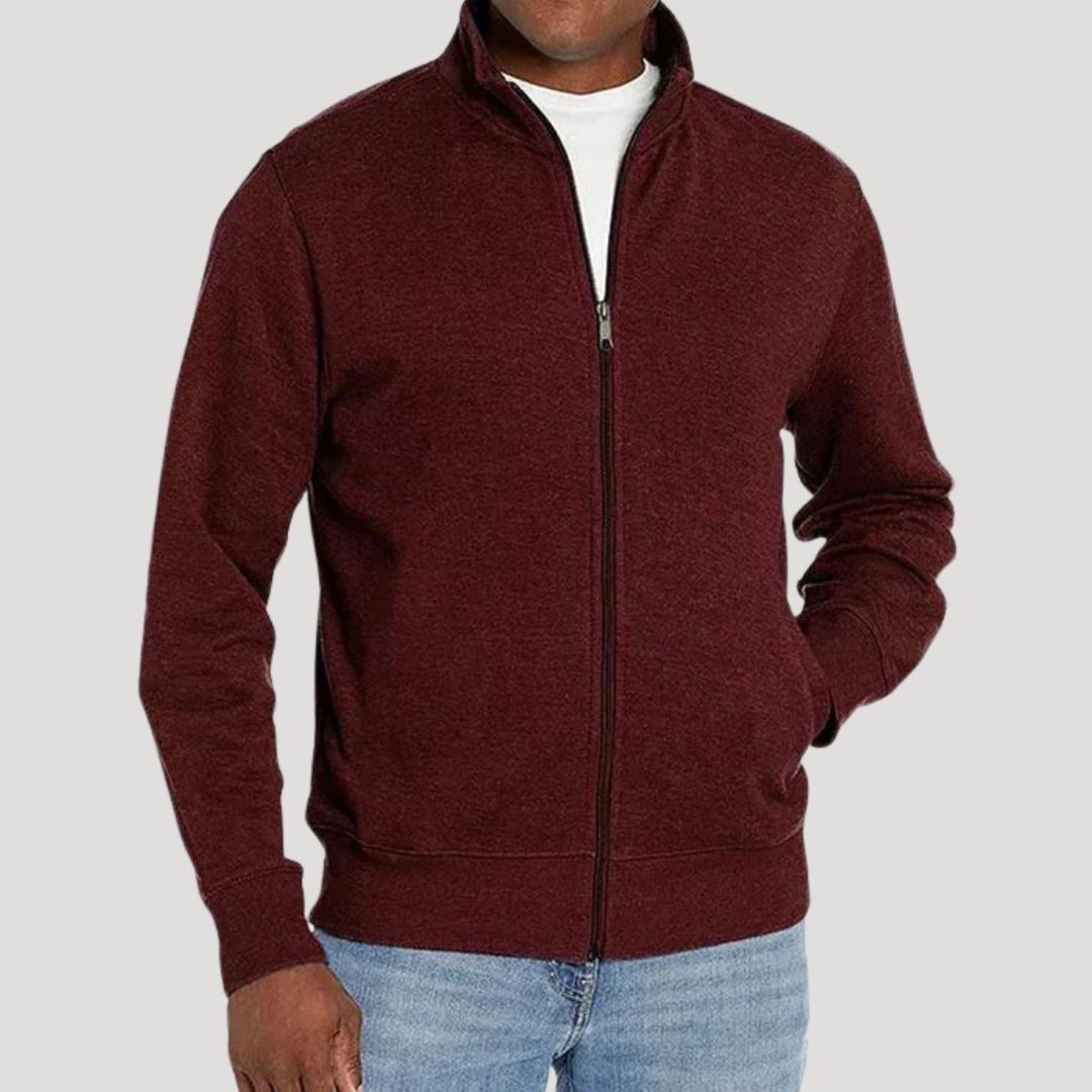 Men's Full-Zip Stand-Collar Knit Cardigan