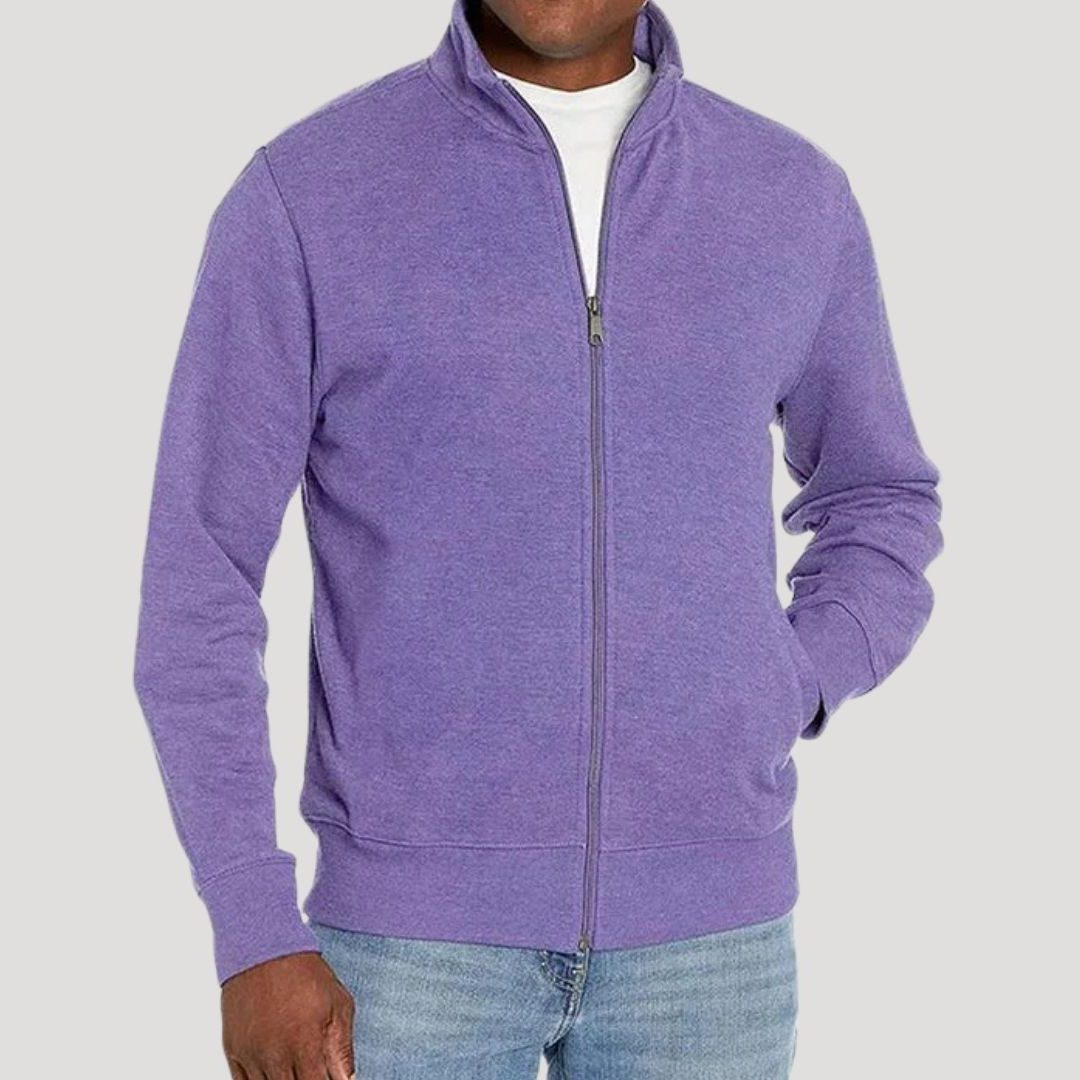 Men's Full-Zip Stand-Collar Knit Cardigan